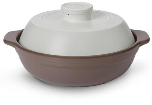 Dutch Oven Topf mit Deckel, Keramikbeschichtung, Multi-Kocher zum Brotbacken, Kochen, Schmoren – Keramik-Topf mit griffigen Griffen, Braun