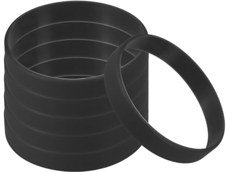 PATIKIL Silicone Bracelets, 6 Pack Rubber Elastic Colored Blank Wristbands Stretch Sports Bands for Adults Teen Sports Team Games, Black