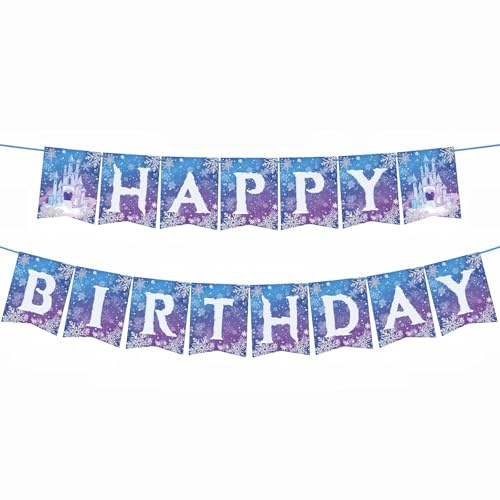 Schneeflocke-Eiskönigin Geburtstagsparty-Banner Frozen Party Dekorationen Winter Winter Wonderland Weihnachten Party Supplies (blaue, babyparty-dekorationen)