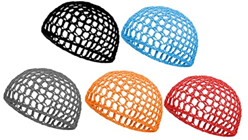 VALICLUD 5 Fasce per Capelli Fatte a Mano in Rete, Accessori per Capelli, Rete per Dormire, Gemme per Capelli da Donna, Maglia all'Uncinetto, Retina per Capelli all'Uncinetto, Colorato,