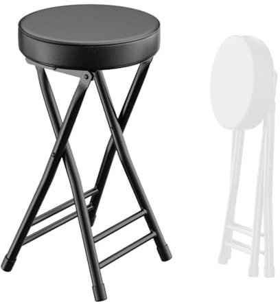 Sgabello da bar pieghevole, 65 cm, sedia portatile con seduta imbottita e poggiapiedi, sgabello alto in metallo, per cucina, casa, giardino, bar