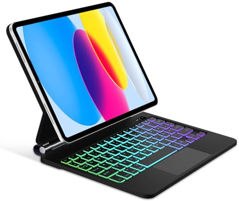 Occtingkind, Magic Tastiera per iPad A16/iPad 10, iPad 11/10 generazione 2025/2022 11/10,9 pollici, Magic Keyboard, QWERTZ, Trackpad, Retroilluminazione, USB C, Bluetooth, Nero