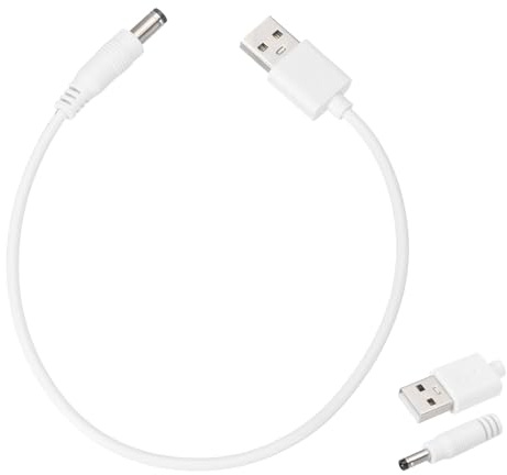 sourcing map 4pcs USB to DC Power Cable 3A 5V DC Power Cord 5.5mm x 2.1mm Jack Charging Plug Connector Cable Adapter for Fan Camera Phone Tablet Devices (1ft/0.3 m, White)