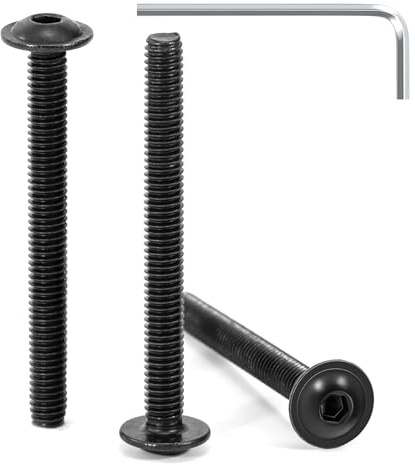 Tunejoy 30 Piezas Tornillos de Cabeza Alomada con Brida M4 x 40 mm Negro Tornillo de Cabeza Hexagonal de Acero Inoxidable A2 V2A Tornillos Máquina con llave Allen Rosca Completa