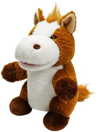 Chaies Puppetta in peluche morbido, bocca di lavoro di marionetta a mano – pupazzi di peluche da 9,84 pollici – burattini a dita di pollame per l'educazione precoce,