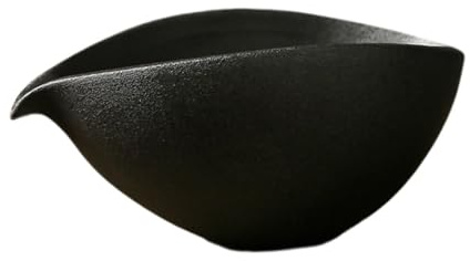 Folpus Matcha-Schüssel aus Keramik, handgefertigt, Tasse für grünen Tee mit Ausgießer, 180 ML, traditionelle japanische Matcha-Schüssel für Freunde, Schwarz