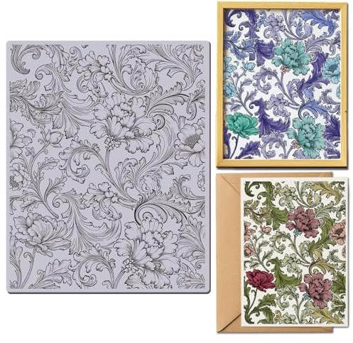 GLOBLELAND Vintage Blumen Haftstempel 8.7X7 Hintergrund Retro Blumen EVA Haftstempel Hintergrund Stempel Set Für Die Kartengestaltung Fotoalbum Dekor Dekoration DIY Scrapbooking