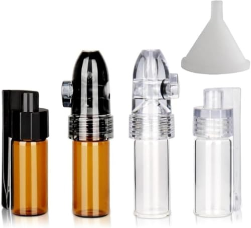 4 Pack Gewürzpulver-Pulver Dosierer Set,Tragbarer Gewürzdispenser mit Mini Trichter,Outdoor Camping Gewürzbehälter (weiße+Braune), Integrierte Tragbare Aufbewahrungsflasche für Reisen im Freien