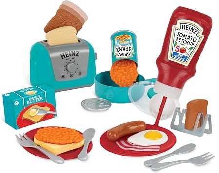 Casdon Heinz All-Day Breakfast Cook Set | 20-Piece Breakfast Play Set For Children Aged 2+ | Includes Official Licensed Heinz Toy Toaster And Squeezy Tomato Ketchup