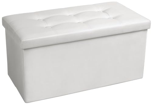 COSYLAND Sitzbank mit Stauraum Weiß - 76 x 38 x 38 cm Sitzhocker - Truhe Weiß - Sitztruhe bis 200 kg belastbar, für Wohnzimmer Schlafzimmer