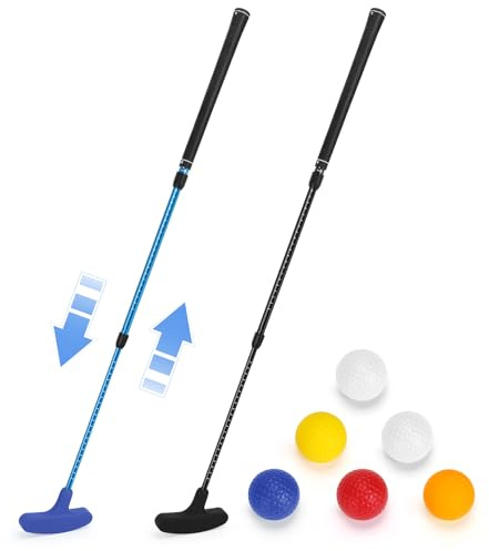 Lot de 2 mini putters de golf, droitiers et gauchers avec 6 balles, putter réglables pour homme et femme