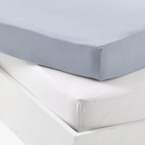 Mon PTIT DODO Lot 2 Draps-Housses Jersey Blanc/Light Blue 60x120cm