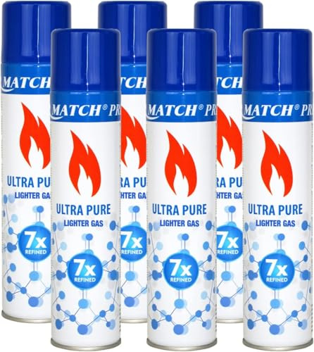 Gas per accendini 300 ml con 5 adattatori | Gas puro e pulito, raffinato x7 vicino al 100%. Gas premium per estrazioni e torce. Particolarmente indicato per estrazioni BHO. | Gas di ricarica (6)