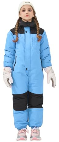 Owntop Tuta da Neve Intera per Bambini - Tuta da Sci Impermeabile e Leggera Unisex, Completo Sci Caldo con Cappuccio per Bambini e Bambine, Tuta da Snowboard Invernale (Blu,5-6 Anni)