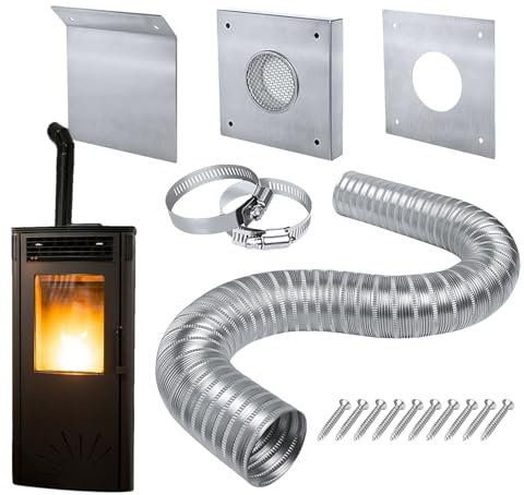 Zestivra Kit di aspirazione per stufe a pellet, parti di ricambio per riscaldamento di ambienti, accessori per camini e forno, resistenti al calore, presa d'aria, design di ventilazione efficiente