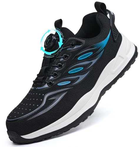 YEKOYIOO Zapatillas de Seguridad para Hombre Mujer Ligero Zapatos de Seguridad con Punta de Acero Zapatos de Trabajo Zapatillas Trabajo Comodo Antideslizantes Azul 40 EU