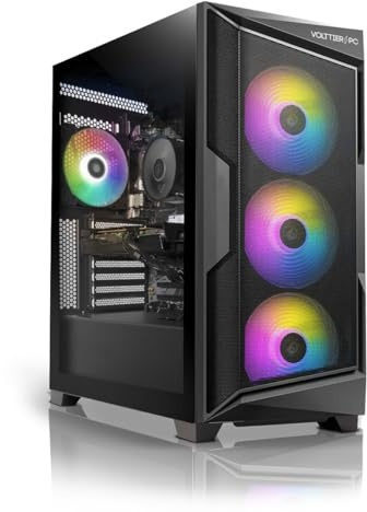 Volttier AMD Ryzen 5 5500 Gamer PC | Nvidia GeForce RTX 5060 | 32GB RAM | 1TB NVMe SSD | WiFi 6 + Bluetooth 5.2 | Windows 11 Pro | Gaming Desktop Computer