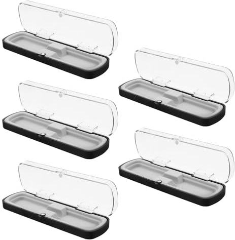 TOVINANNA 5stücke Pack Rechteckige Stifteetuis aus Kunststoff Transparente Aufbewahrungsboxen für Füllfederhalter Stifte und Schreibwaren Organisches Federmäppchen für Schreibtisch