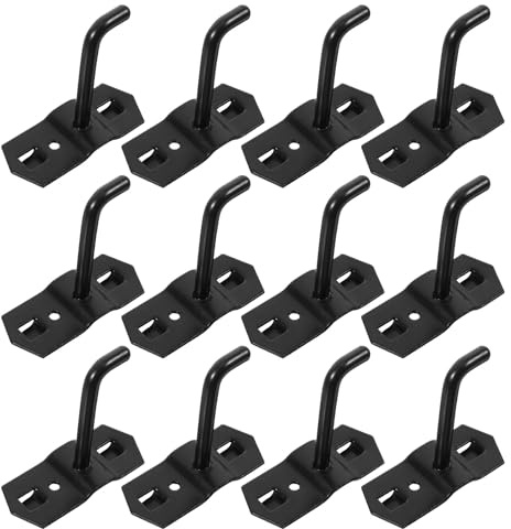 FUNOMOCYA 12 Ganci per Pannelli Forati Neri in Metallo da 6 MM Staffe per Ripiani da Garage e Espositori da Parete Supporto Resistente per Utensili e Abbigliamento Set Multiplo per