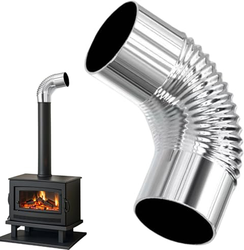 Tubo Para Estufa De Leña,Accesorios de Quemador en Acero Inoxidable con Ángulo de 90 Grados - Conducto De Ventilación Para Estufa,Para Acampada Jardín Patio Casa Chimenea Parrilla Barbacoa Picnic y Qu