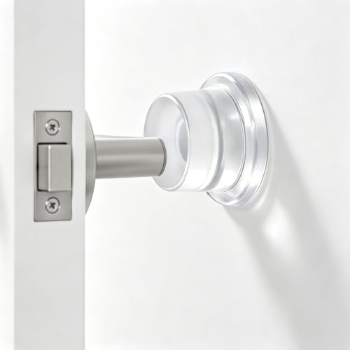 Butée de Porte Murale Transparente, 2 Pièces Ø40mm, Protection Murale Silicone Auto-Adhésive, Amortisseur Poignée de Porte Silencieux pour Réduction du Bruit & Protection Mur