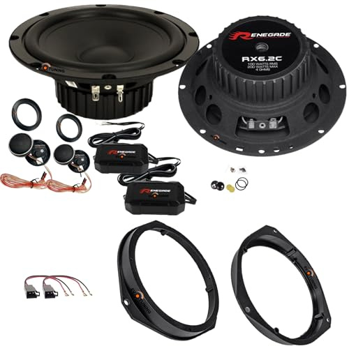 EvoTuning Kit Casse Altoparlanti Anteriori per Fiat Grande Punto dal 2006, Set 2 Woofer 165 mm +2 tweeter +2 Anelli e Cavi Adattatori