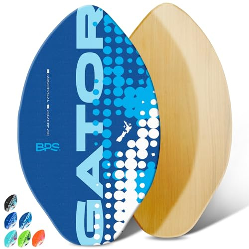 BPS New Zealand 'Shaka' Skimboard mit farbigem Eva-Griffpolster und hochglänzendem Klarlack, Skimboard aus Holz mit Griffpolster für Kinder und Erwachsene, wählen Sie aus 3 Größen und Farbe des