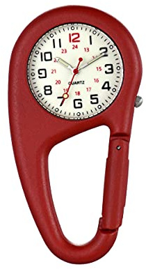 Avaner Taschenuhr mit Karabiner Karabineruhr mit leuchtendes Zifferblatt, leuchtende Zeiger, Mattes Gehäuse Unisex FOB Analog Quarzwerk Krankenschwesteruhr für Klettern Sport