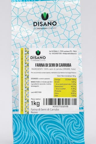 Farina di semi di carruba, 1 kg, origine Italia, uso come addensante/stabilizzante per gelati, sorbetti, condimenti e salse. Disano