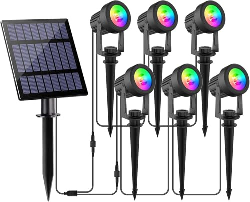 NATPOW RGB Gartenstrahler Solar, Gartenleuchte LED Solarstrahler Solarlampen für garten Außen, IP65 Wasserdicht, 2 Modi Farbewechsel Gartenbeleuchtung Solar Hof, Garten, Auffahrt, Pool, Rasen