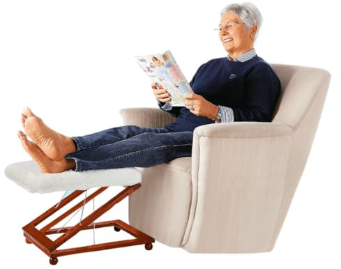 MEDOSAN Relax-Hocker | Fußhocker | Polsterhocker | 3fach höhenverstellbar | mit Kuschelbezug | Pouf