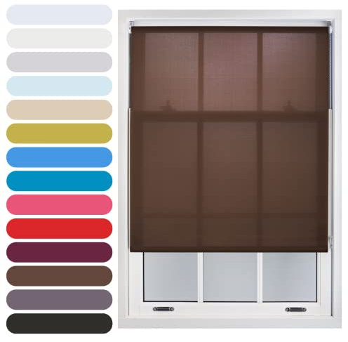 FURNISHED Tageslicht-Rollo, zuschneidbare Jalousien, Fensterrollo, verdunkelnder Stoff, komplettes Rollo-Set für Küche, Wohnzimmer, Schlafzimmer, Mokka, 115W x 210H cm
