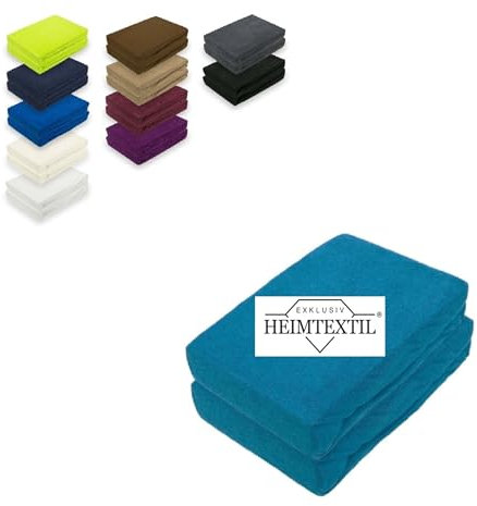 EXKLUSIV HEIMTEXTIL Doppelpack Marke Frottee Spannbettlaken Petrol 90 x 200 cm
