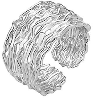 Bague Argent 925 Dames,Bagues en Argent Sterling 925 Chaîne Grosses Bagues Réglables Irrégularité Réglable Bagues en Sterling Bague De Fiançailles Cadeaux Bague pour Homme Filles Femme Bagues