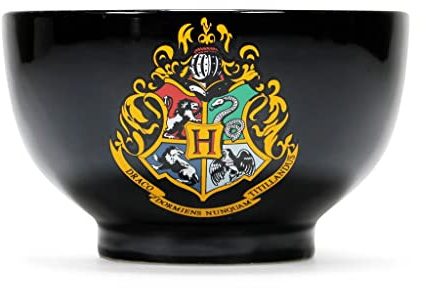 Abysse Corp Harry Potter Hogwarts Cereal Bowl Crest Logo Ceramic Cereal Bowl School Crest Black