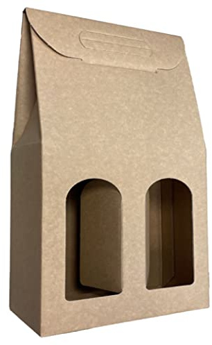 IMBALLAGGI 2000-50 Scatole Portabottiglie Marrone - Scatole di cartone per bottiglie di vino prosecco champagne - Confezione da 2 bottiglie - Ideali per Natale e occasioni speciali