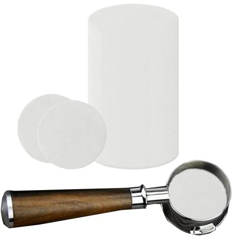 Nuqin 100pcs 53mm High Toughness White Round Special Coffee Filter Paper for Coffee Handle Fine Pores Improve Extraction Rate Easy to Clean Coffee Machine Filter Papers Perfect for Espresso Makers