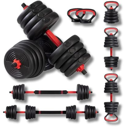 Set Manubri Regolabili Convertibili i Bilanciere 6 i 1 kettlebell Supporto Flessioni VARI PESI DISPONIBILI 10–40 kg (10)