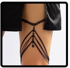 Cubahop svart guld kristall pärla lår kedja metall ben kedja smycken tillbehör för kvinnor och flickor
