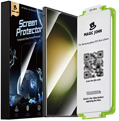 MAGIC JOHN 2 Stück für Samsung Galaxy S23 Ultra Flexibler PET für Bildschirmschutz (6,8 Zoll), Auto-Dust-Eliminierung, 7H, HD Klar, Bläschenfrei, Einfache Installation
