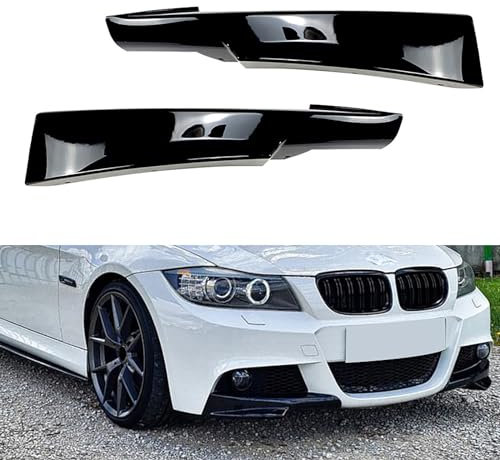 YPFYBHD Kompatibel für BMW 3 Series E90 320i 330i M-Tech LCI 2009-2012, 1 Paar Auto-Frontstoßstange Lippe Seitenschweller, Splitter, Antikollisionsstreifen, Eckenschutz, Spoiler,A Gloss Black