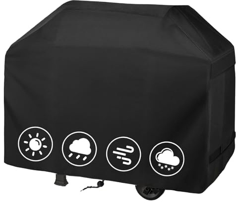 Zueyen Grillabdeckung Wetterfest 420D, Oxford-Stoff Gasgrill Abdeckhaube, Grillabdeckung Universal, Schutzhülle Haube Abdeckplane UV & Reißfest BBQ Cover (132 x 66 x 109CM)