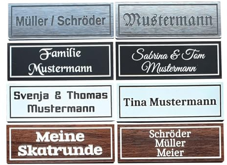 DreiDrachenLaser -Türschild - Klingelschild mit Gravur - selbstklebendes Namensschild für Briefkasten oder Haustüre - personalisiert in verschiedenen Größen & Farben - Namensschilder aus Acryl