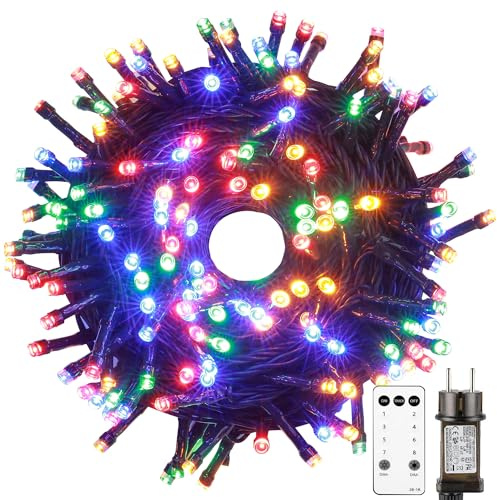Tacobey LED Lichterkette Weihnachtsbaum Außen Innen mit Fernbedienung, 20M 200 LED Weihnachtsbeleuchtung Außen Strombetrieben, Timer, 8 Modi, Wasserdicht Weihnachten Deko Lichterkette Bunt