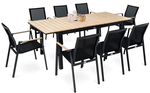 di volio Gartenmöbel Set ausziehbar für 6-8 Personen Aluminium Miranno