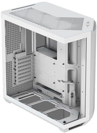 APNX V1 Dual-Chamber ATX Mid-Tower Airflow PC-fodral, panorama-glaspaneler, 10 fläktplatser, 360 mm kylarstöd, vinkelintag 16 cm x 2 fläktfäste, GPU-fäste, kabelhantering, Typ-C, vit