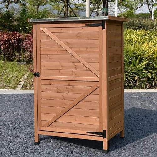 Armario de herramientas de madera para terraza o balcón, resistente a la intemperie, cobertizo para jardín, espacio de trabajo de madera para invernadero, muebles de patio