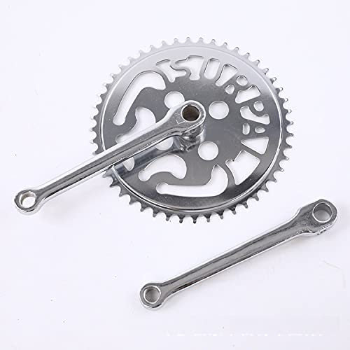 Skdvy Guarnitura Bici,Guarnitura Perno Quadro Bicycle Big Tooth Plate Dente Placcatura elettrica Pignone 4 8T S U. manovella del Foro Rotondo