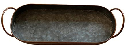 Levemolo Altes Schmiedeeisentablett Metalltablett Palette Für Kleinigkeiten Wohneinrichtung Gebäcktablett Tablett Mit Griffen Oval Vintage-Stil Servieren Dekoration Für Haus Küche