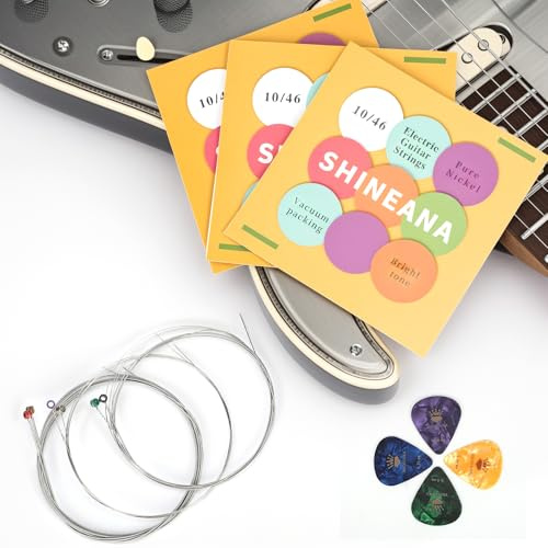 Electric Guitar Strings - 3-Pack Economy Bundle: Nickel-Plated High-Carbon Steel, Longest-Lasting Bright Tone & Comfortable Feel, 6-String Set (10/46)